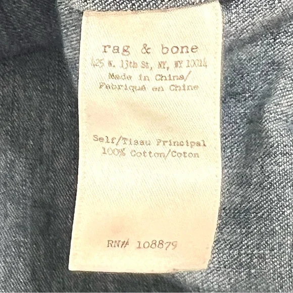 Rag & Bone Chambray Lace Neck Short Sleeve Popover Top Women’s Small - Picture 6 of 7